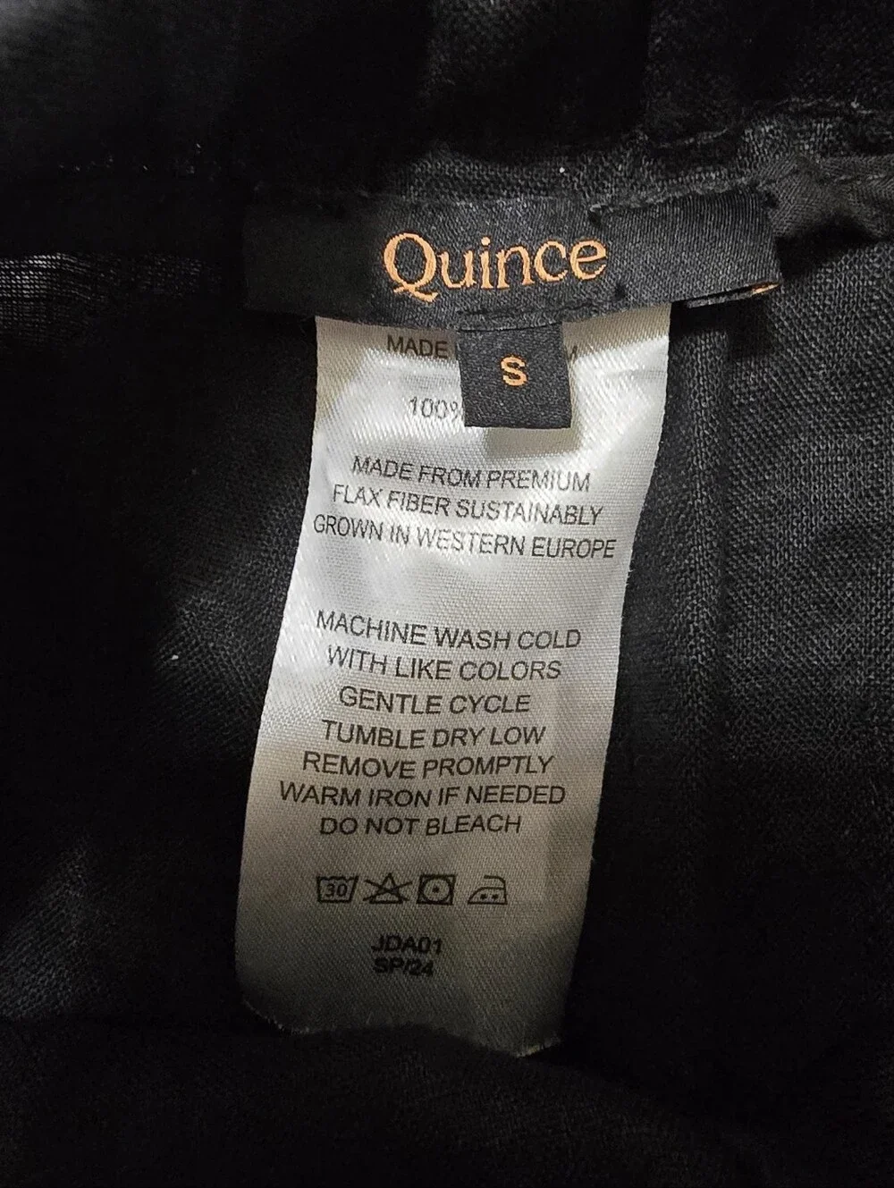 Quince European Linen Pants Womens Small Black Wide Leg Relaxed Pull On